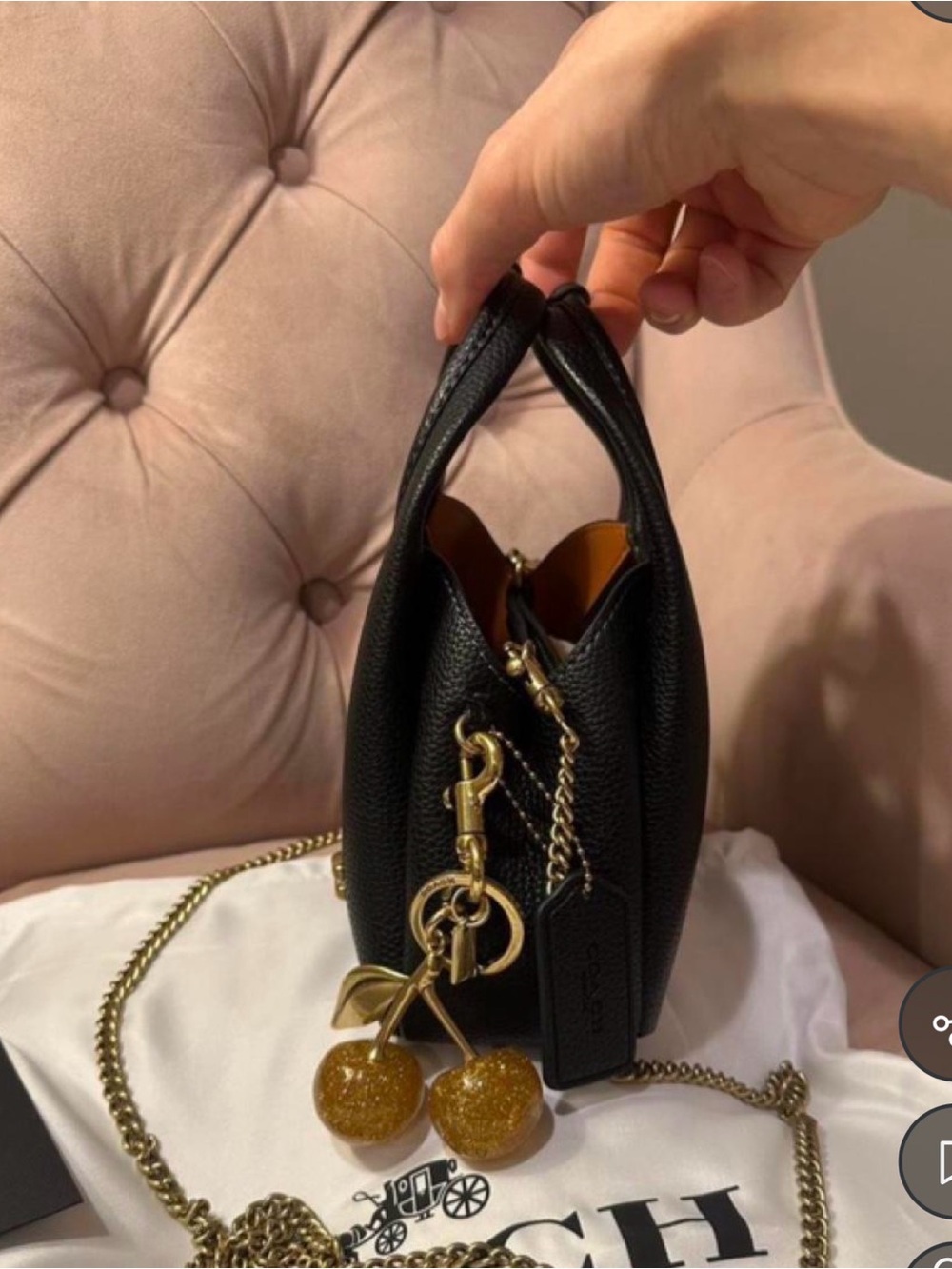 Coach Gold Cherry Charm
